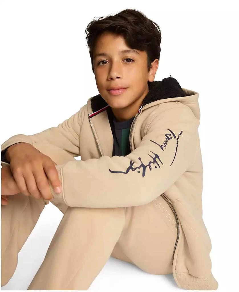 Tommy Hilfiger Big Boys Tommy Script Zip Front Soft Sherpa Hoodie 5