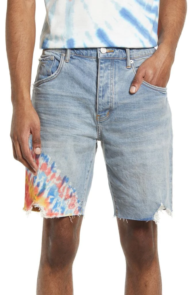 Purple Brand PURPLE Tie Dye Raw Hem Denim Shorts 1