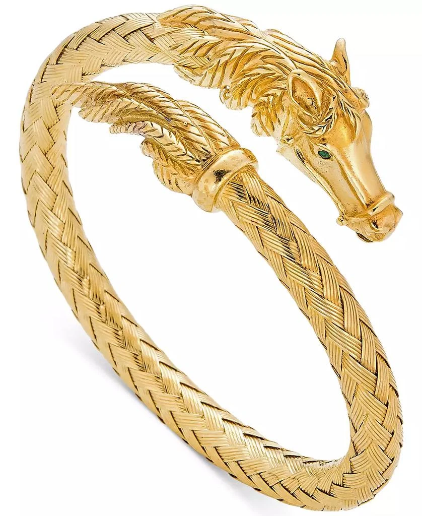 Italian Gold Woven Horse Bangle Bracelet in 14k Gold Vermeil 1