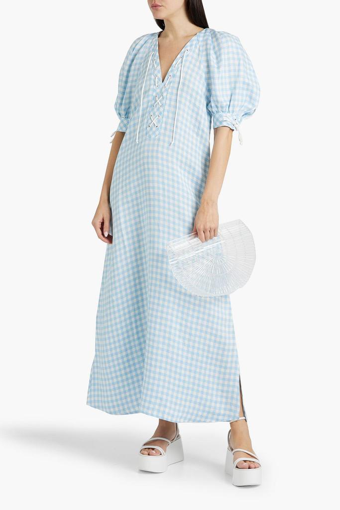 Sleeper Garden gingham linen-blend maxi dress