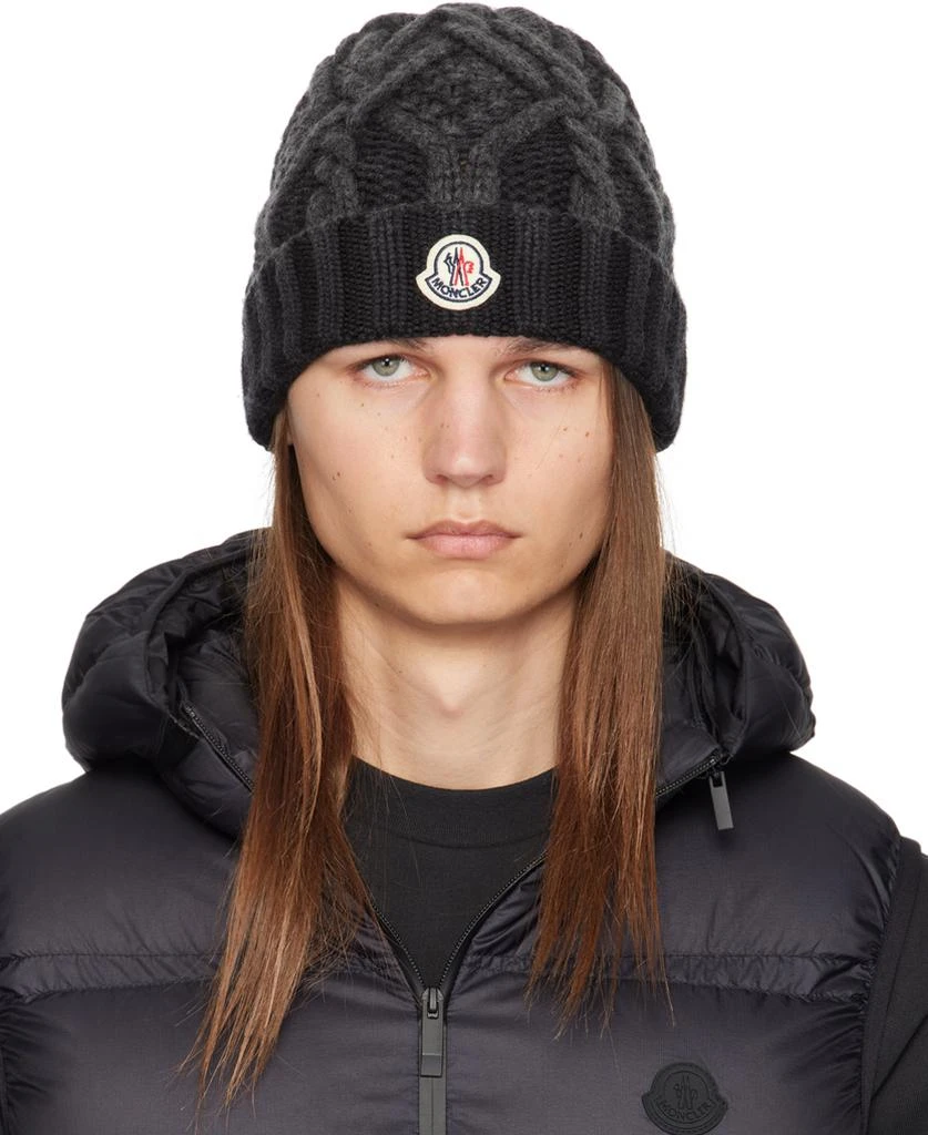 Moncler Black Logo Wool Beanie 1