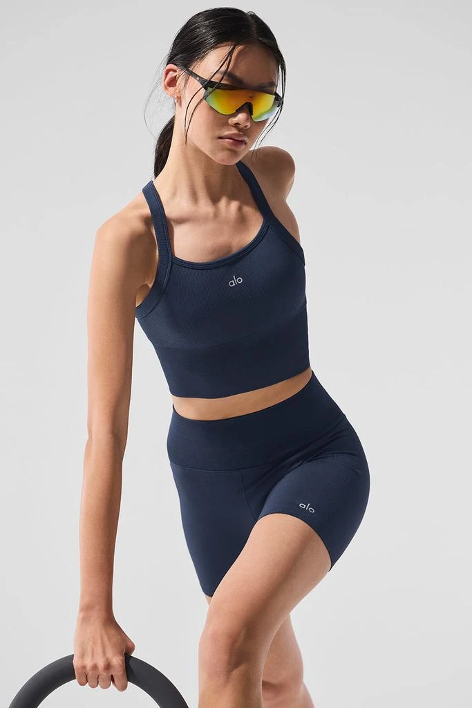 Alo Seamless Ribbed Favorite Bra Tank - Navy 1