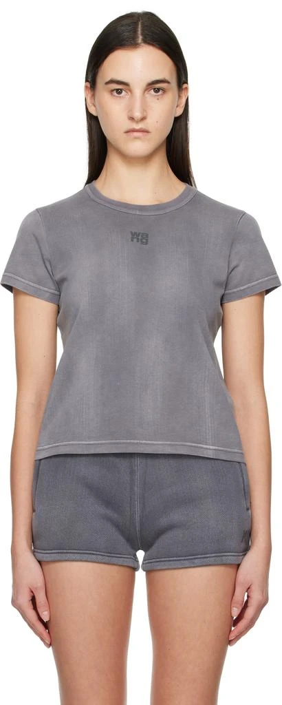 Alexander Wang Gray Puff Logo Shrunken T-shirt 1