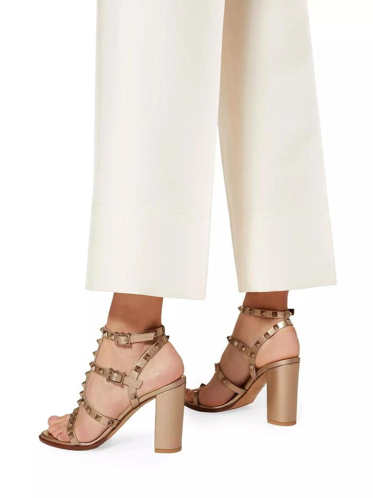Valentino Rockstud Metallic Calfskin Leather Ankle Strap Sandals 90 MM 6