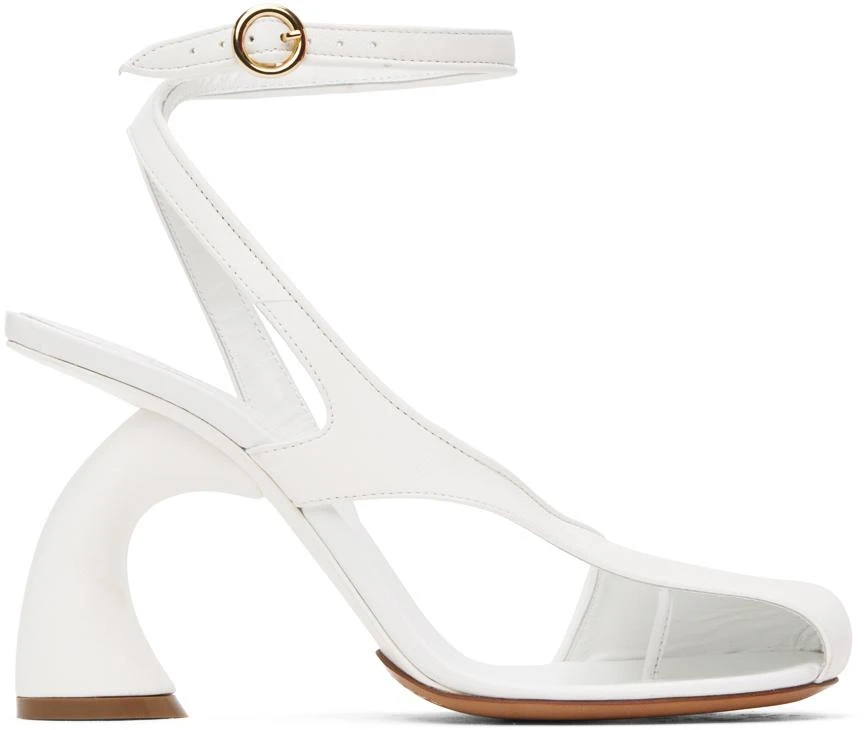 Dries Van Noten White Leather Heeled Sandals 1