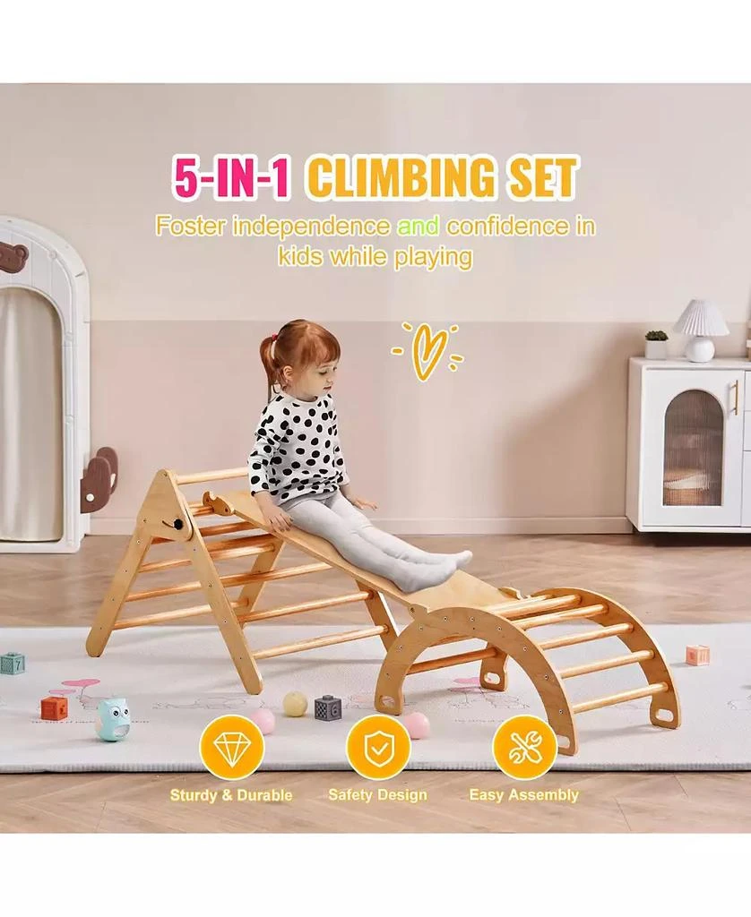 SUGIFT 5-in-1 Pikler Triangle Climber with Ramp 
Arch 8