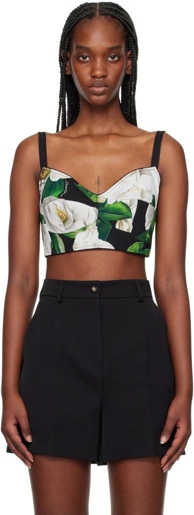 Dolce & Gabbana Black Gardenia Print Tank Top 1