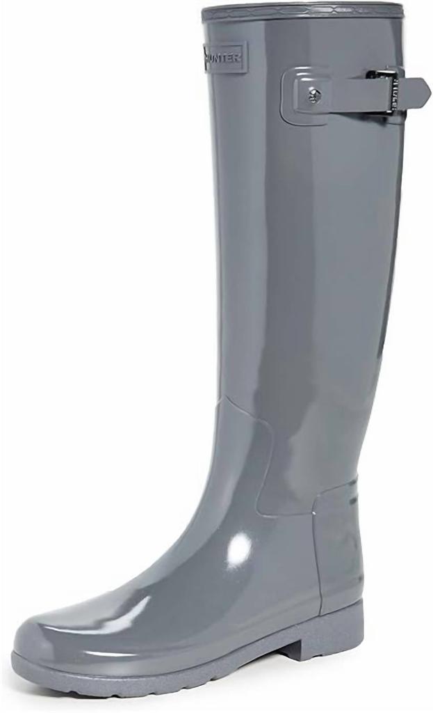 Hunter Women's Refined Tall Gloss Boots In Stratus Grey