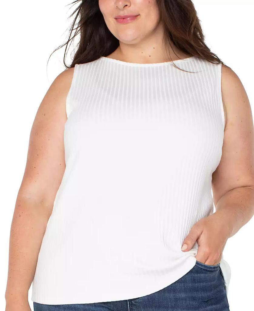 Liverpool Liverpool Plus Size Ribbed Boat-Neck Sleeveless Top
