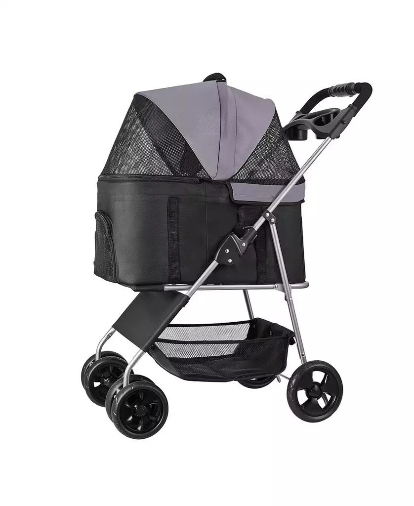 SUGIFT Pet Stroller 35 LB Foldable Dog Stroller 4-Wheel with Detachable Carrier