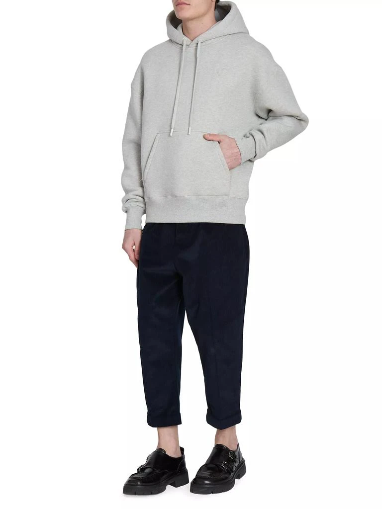 AMI Logo-Embossed Cotton-Blend Hoodie 2