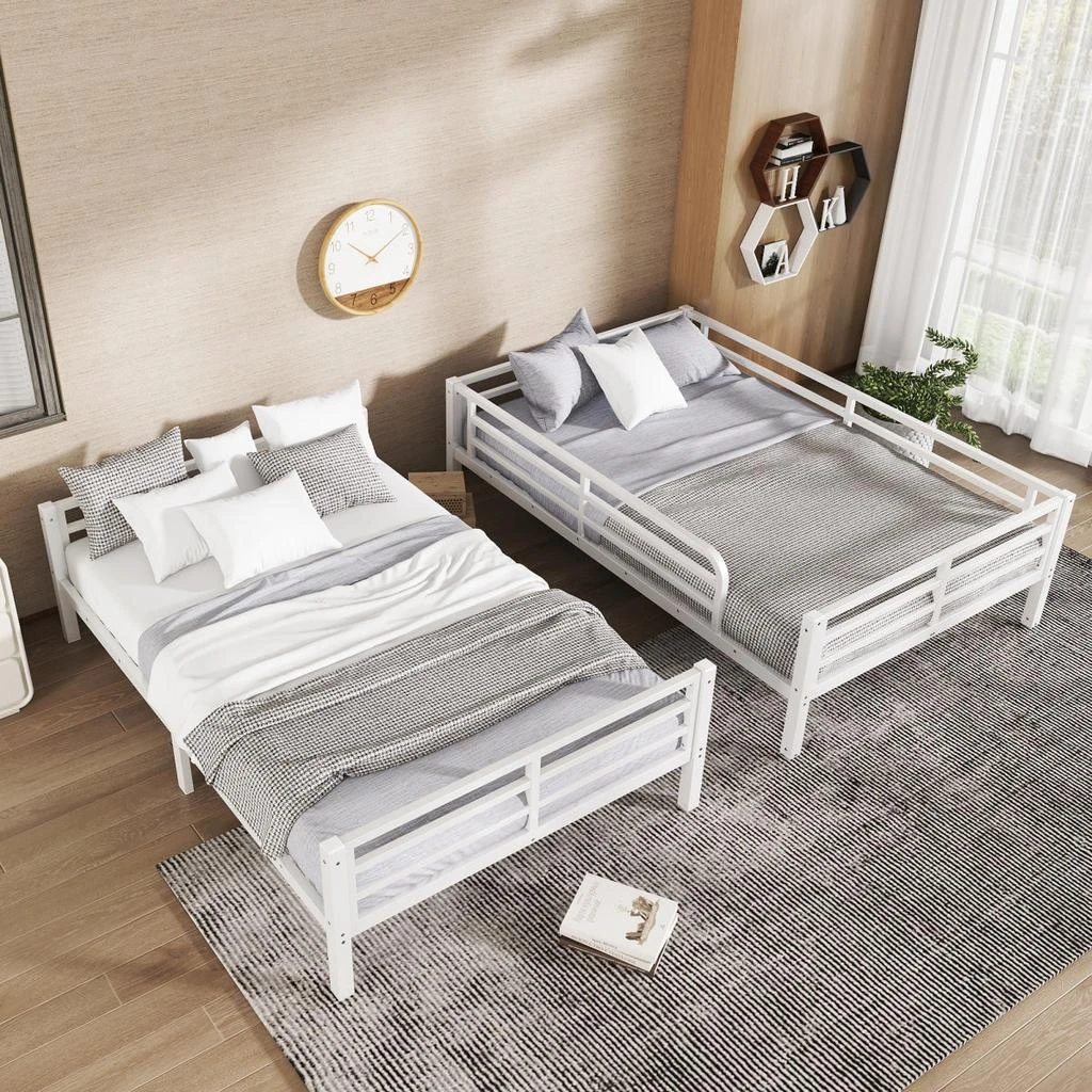 Streamdale Furniture Streamdale Metal Full XL over Full XL Bunk Bed, White 5