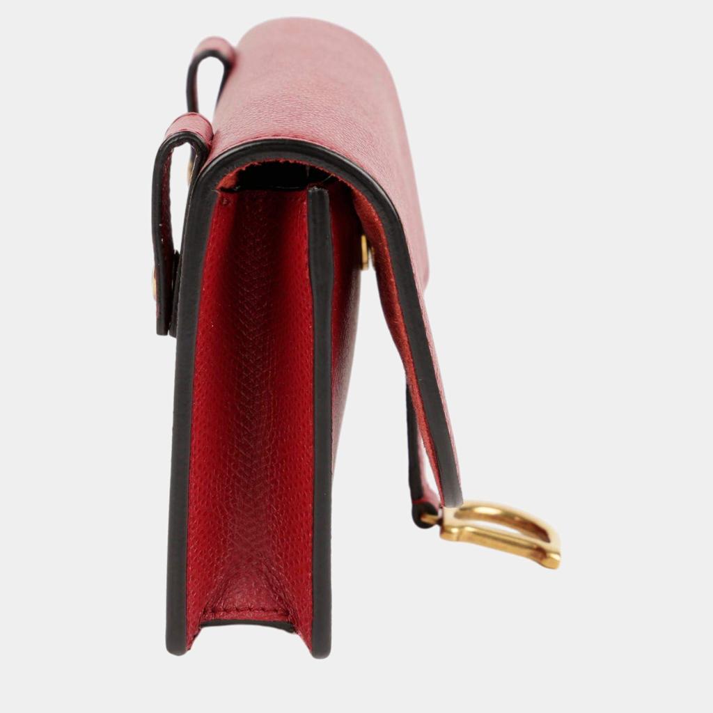 Dior Dior Red Leather Saddle Rectangular Belt Bag