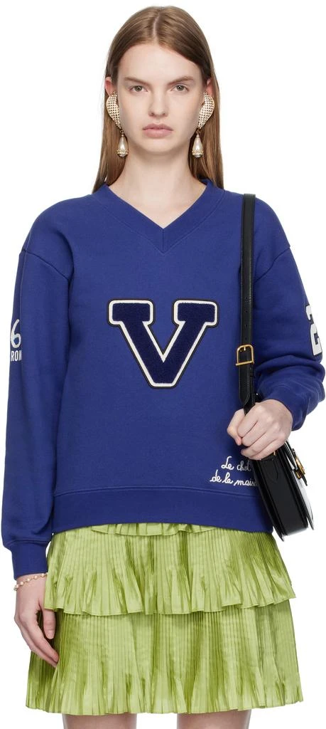 Valentino Blue Embroidered Cotton Sweatshirt 1