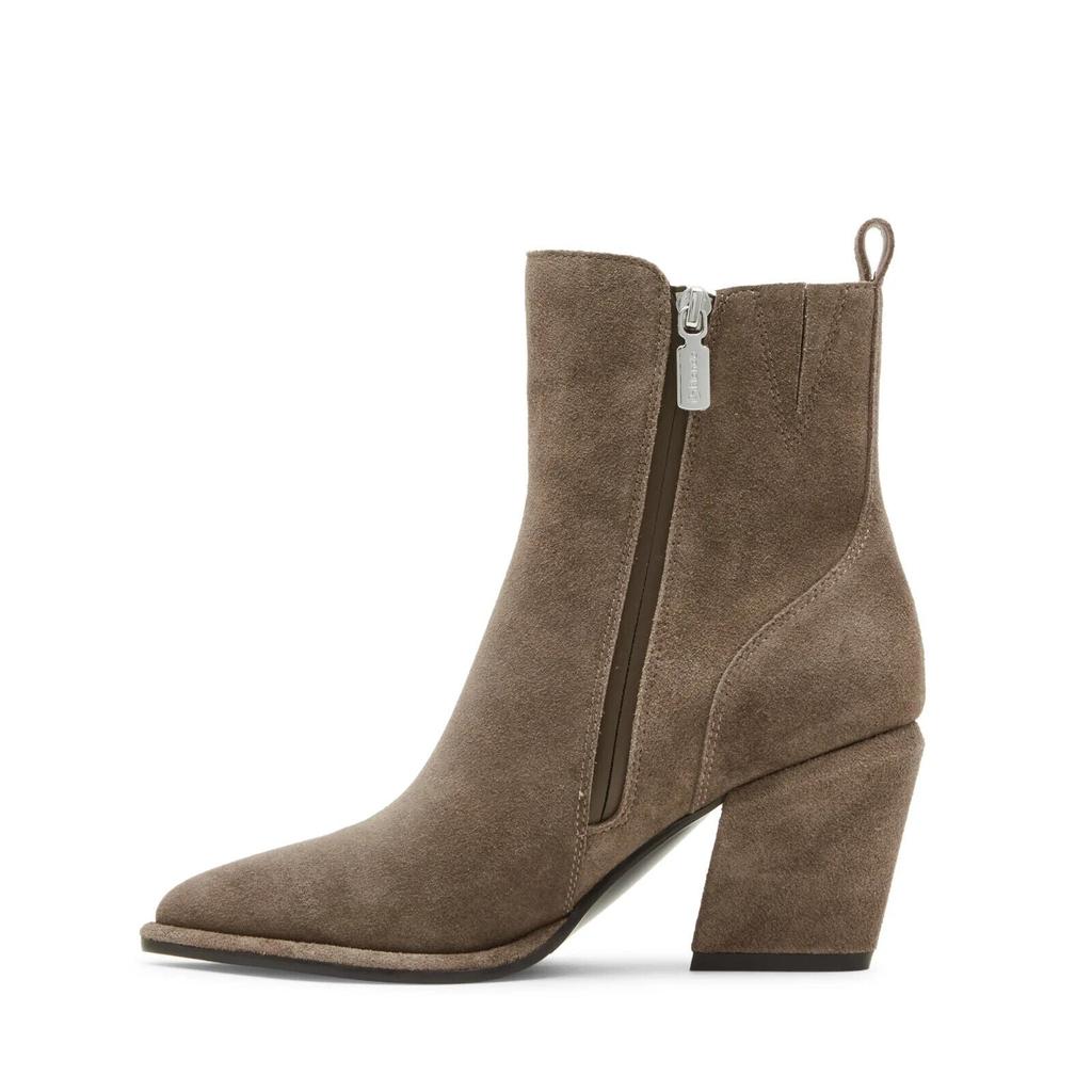 Blondo Elenor Elen01sd Women Taupe Suede Leather Block Heel Ankle Bootie ZPO1197