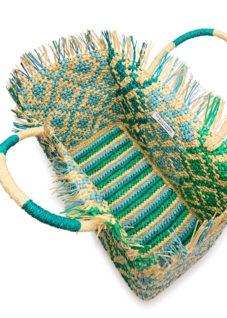 Sensi Studio Canasta fringed woven straw tote  4