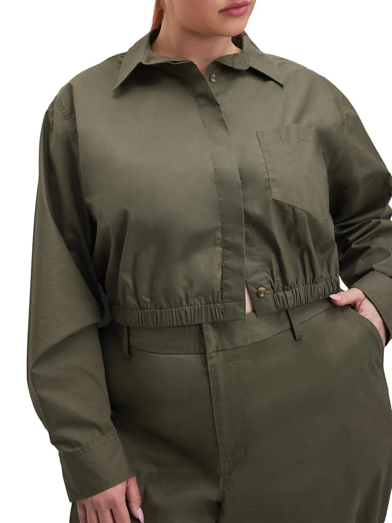 Good American Coated Poplin Cropped Shirt 8