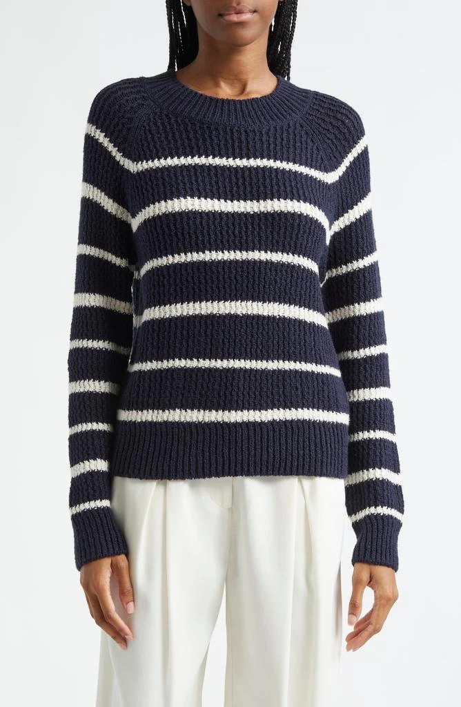 Vince Rib Stripe Crewneck Sweater