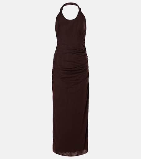 SIR. Jacques Knot gathered semi-sheer midi dress