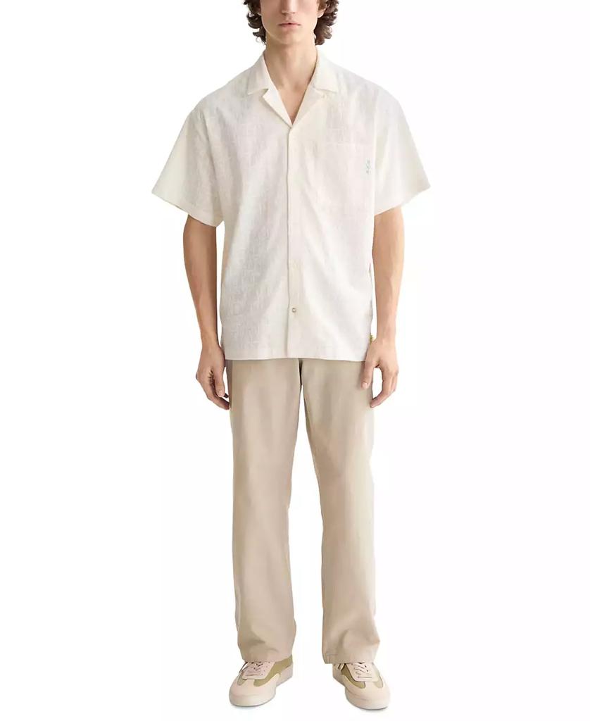 Scotch & Soda Men's Relaxed Fit Short Sleeve Cross Hatch Button-Front Camp Shirt