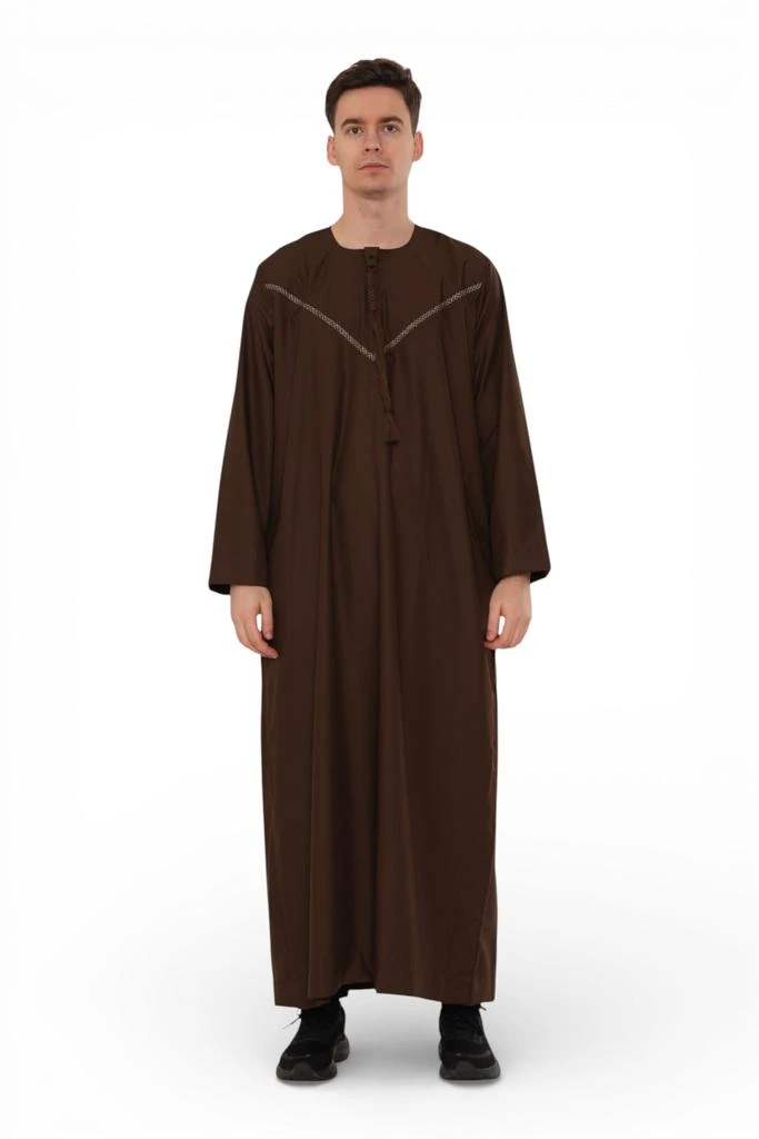 Arabic Thobes Men
s Eid Brown Moroccan Thobe Robe Djellaba Ramadan Eid Jubba- HM10