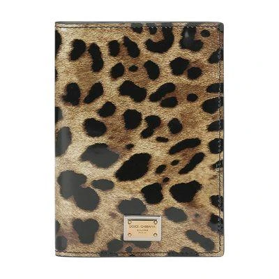 Dolce & Gabbana Polished calfskin passport holder with leopard print 1