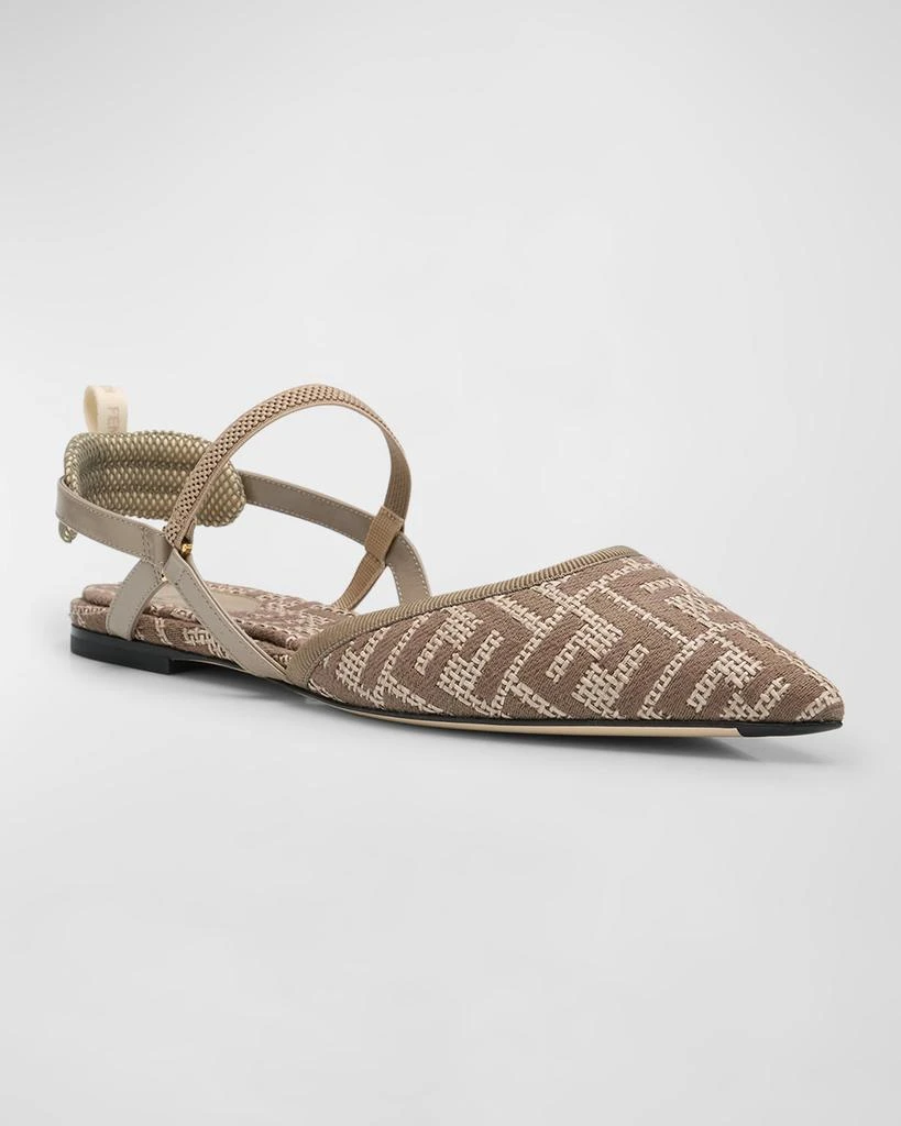 Fendi Colibri Lite FF Raffia Slingback Flats 4