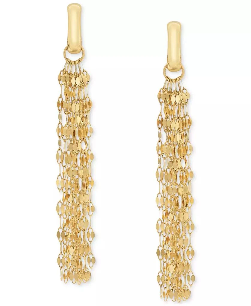 Italian Gold Mirror Chain Multi-Strand Linear Drop Earrings in 10k Gold
