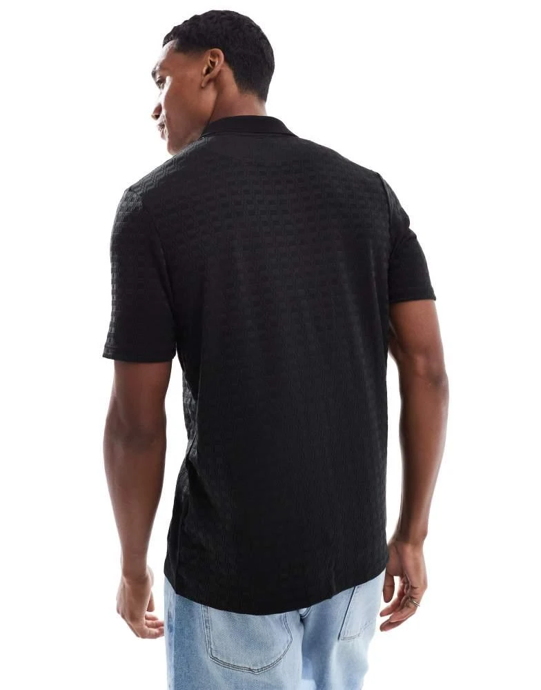 Brave Soul Brave Soul Jacquard polo shirt in black 3