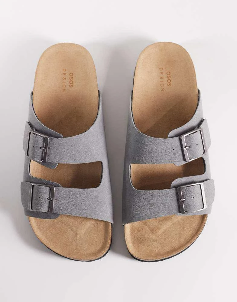 ASOS ASOS DESIGN two strap sandals with cork sole in grey