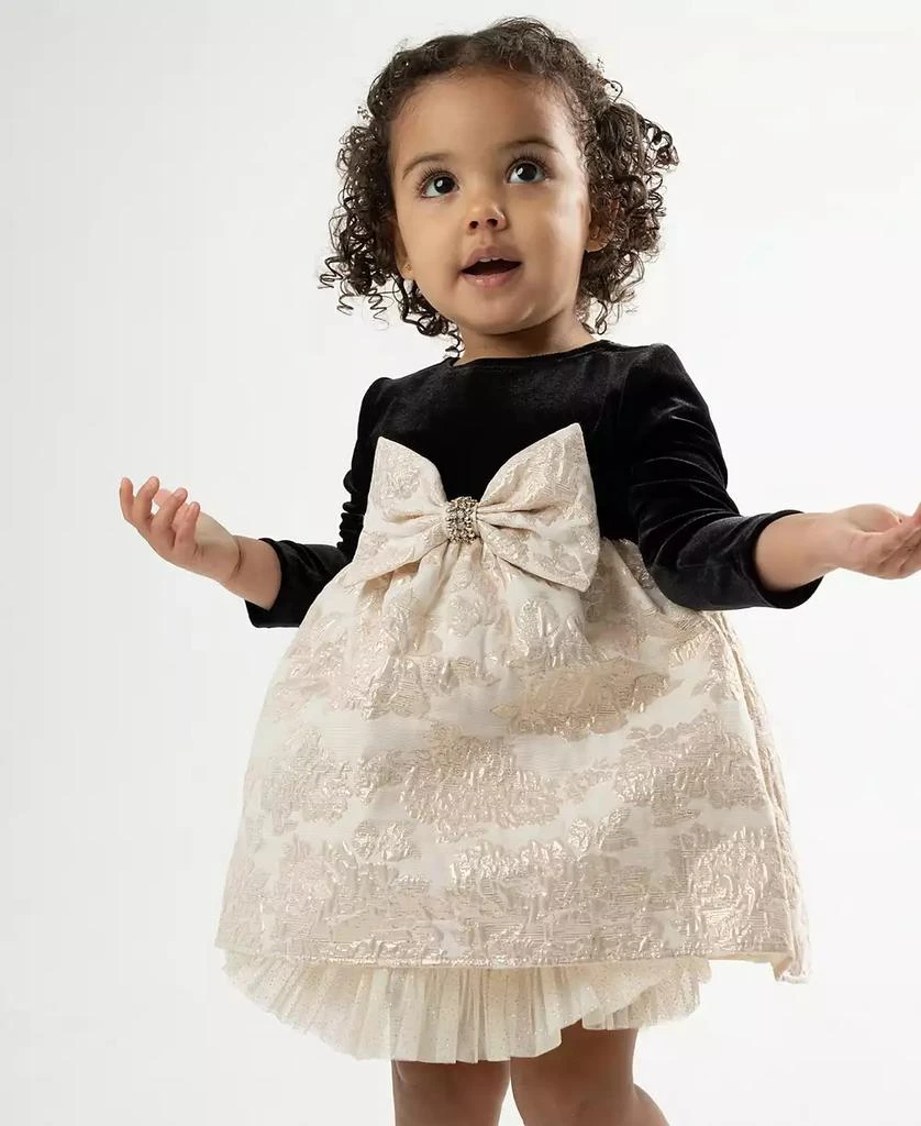 Rare Editions Baby Girl Velvet Brocade Social Dress 7