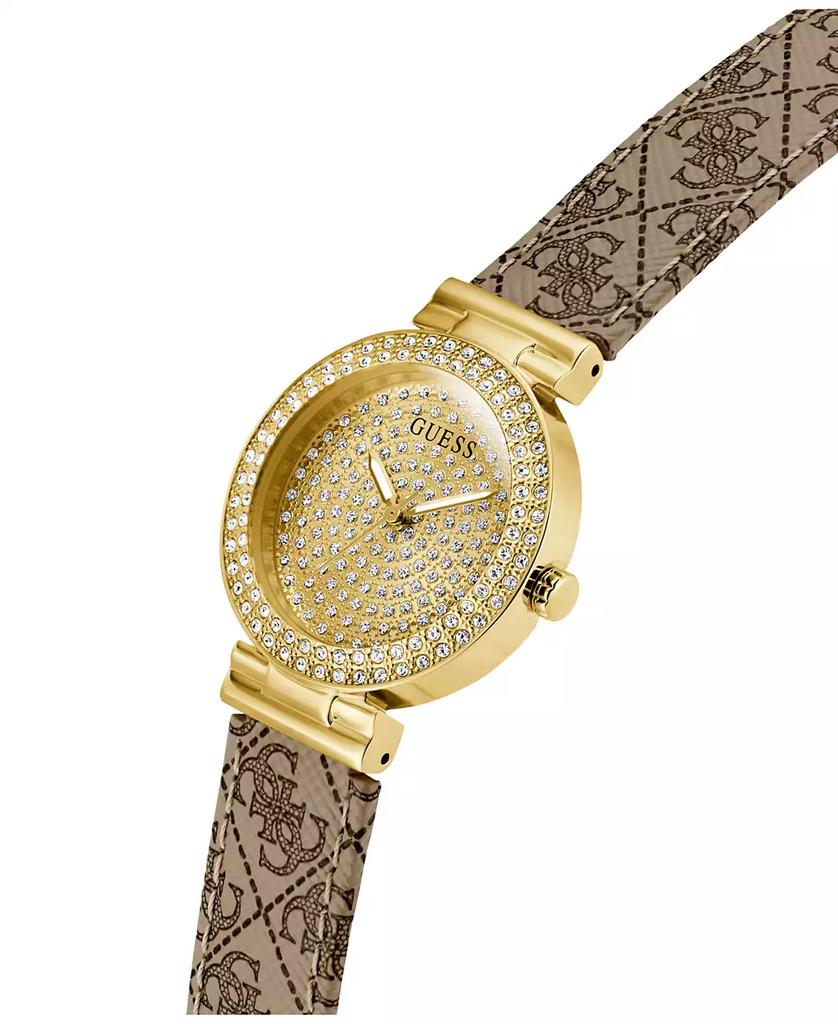 GUESS Women
s Beige Gold Tone Analog Watch, 32mm