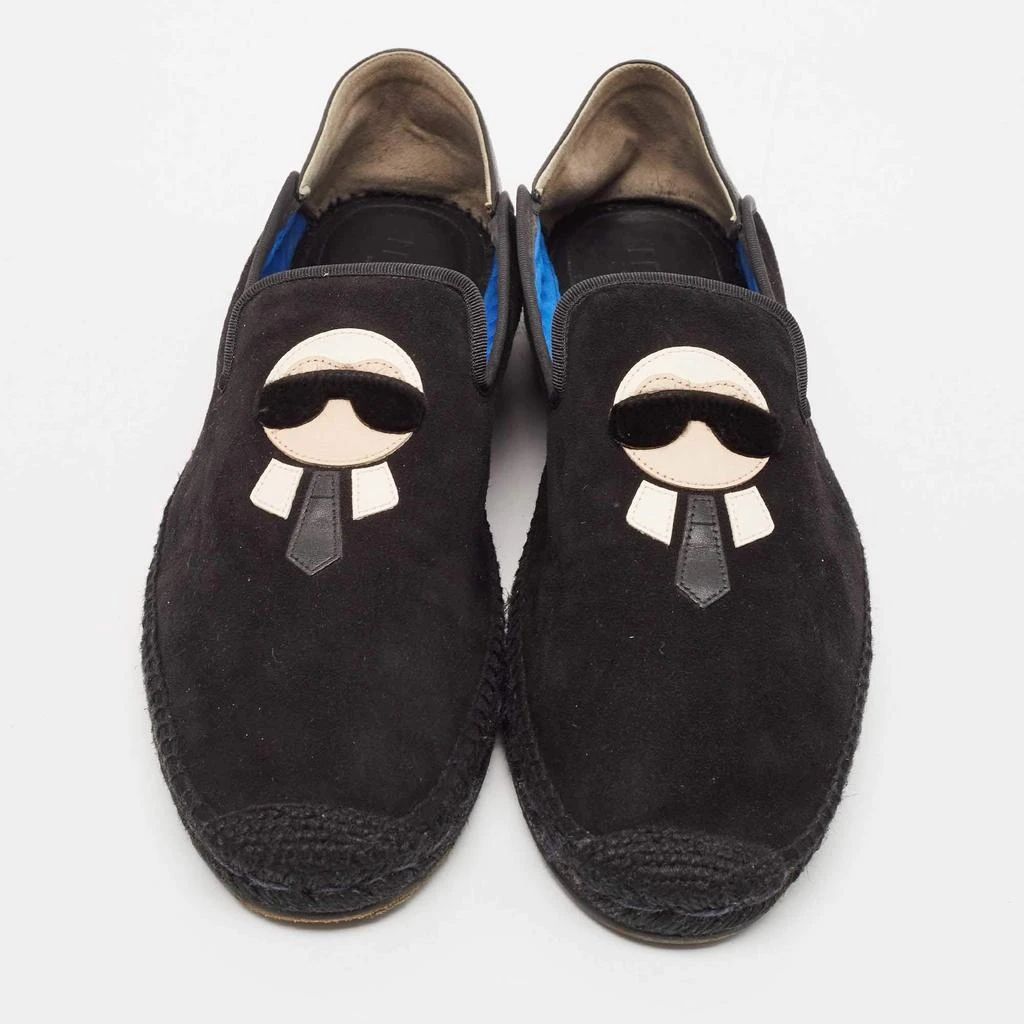 Fendi Fendi Black Suede Karlito Slip On Espadrille Flats Size 44 3