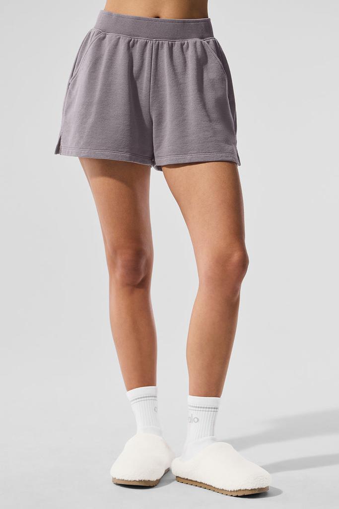 Alo Washed Low Key Sweat Short - Cool Grey Wash