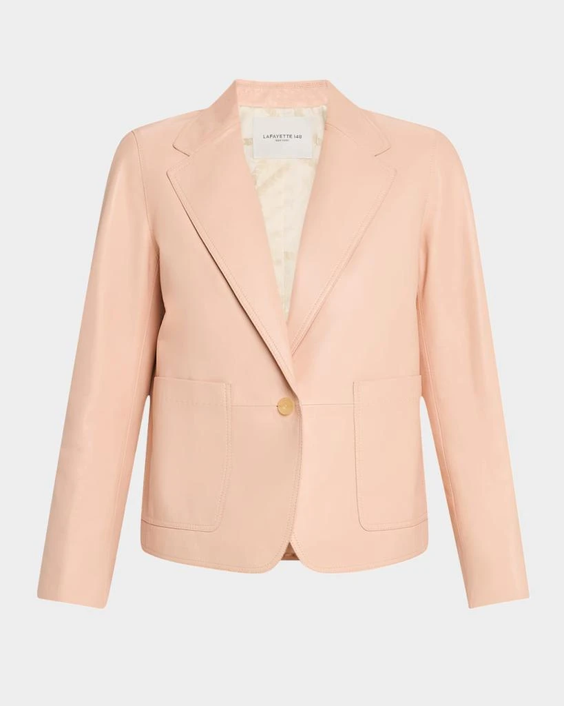 Lafayette 148 New York Single-Button Leather Boyfriend Blazer 1