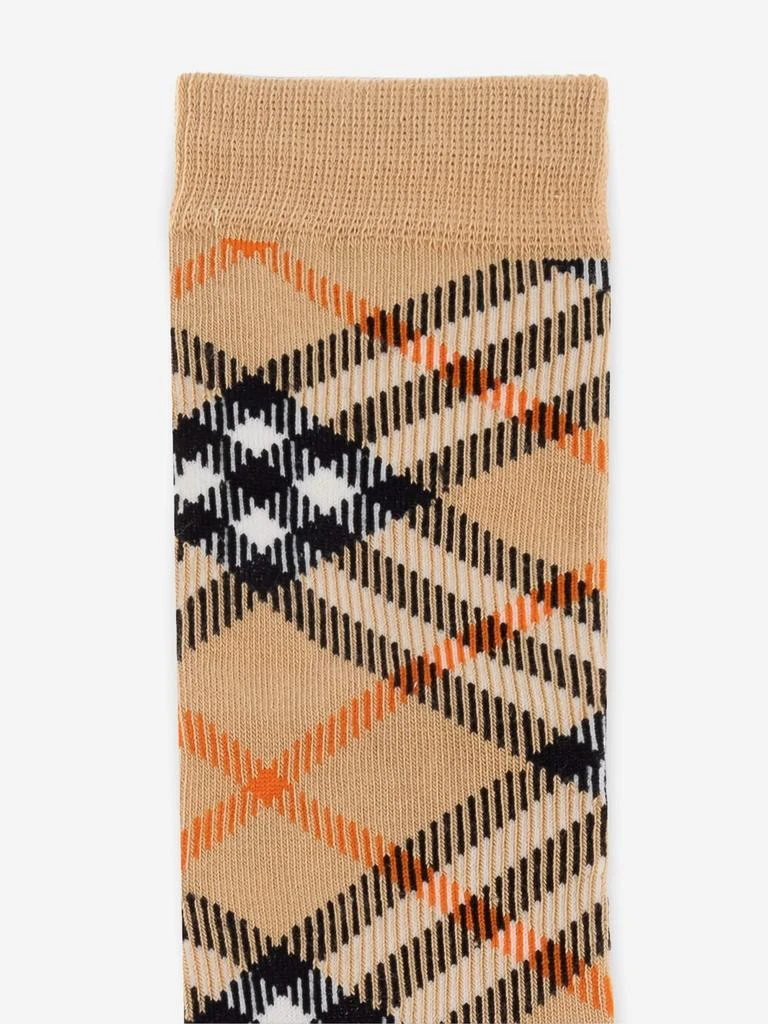 Burberry Kids Check Cotton Blend Socks in Beige 2