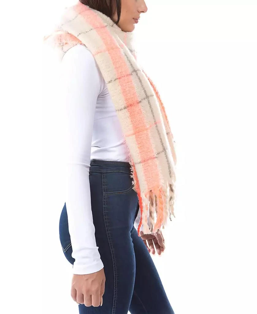 MARCUS ADLER Women's Neon Pop Plaid Blanket Scarf with Fringe 4