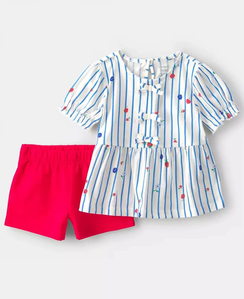 Carter
s Girls
 Toddler 2T-5T Strawberry Printed Top and Shorts, 2-Piece Set