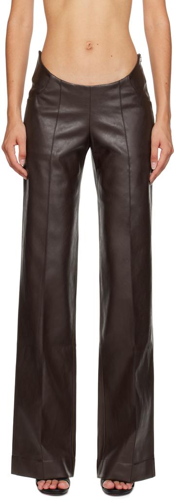 Aya Muse Brown Tolobu Faux-Leather Trousers