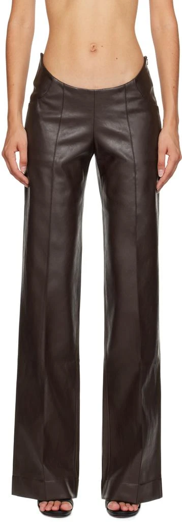 Aya Muse Brown Tolobu Faux-Leather Trousers 1
