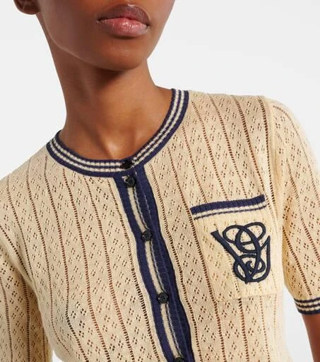 Valentino Cable-knit linen-blend cardigan 4