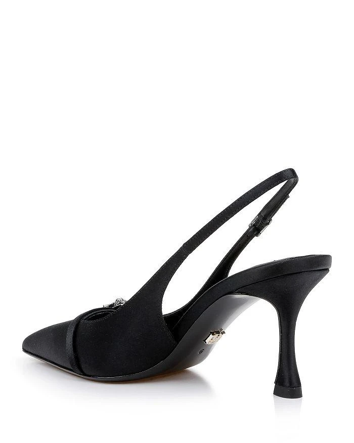 Badgley Mischka Women's Annmarie Pointed Toe Rhinestone Buckle Mid Heel Sandals 4