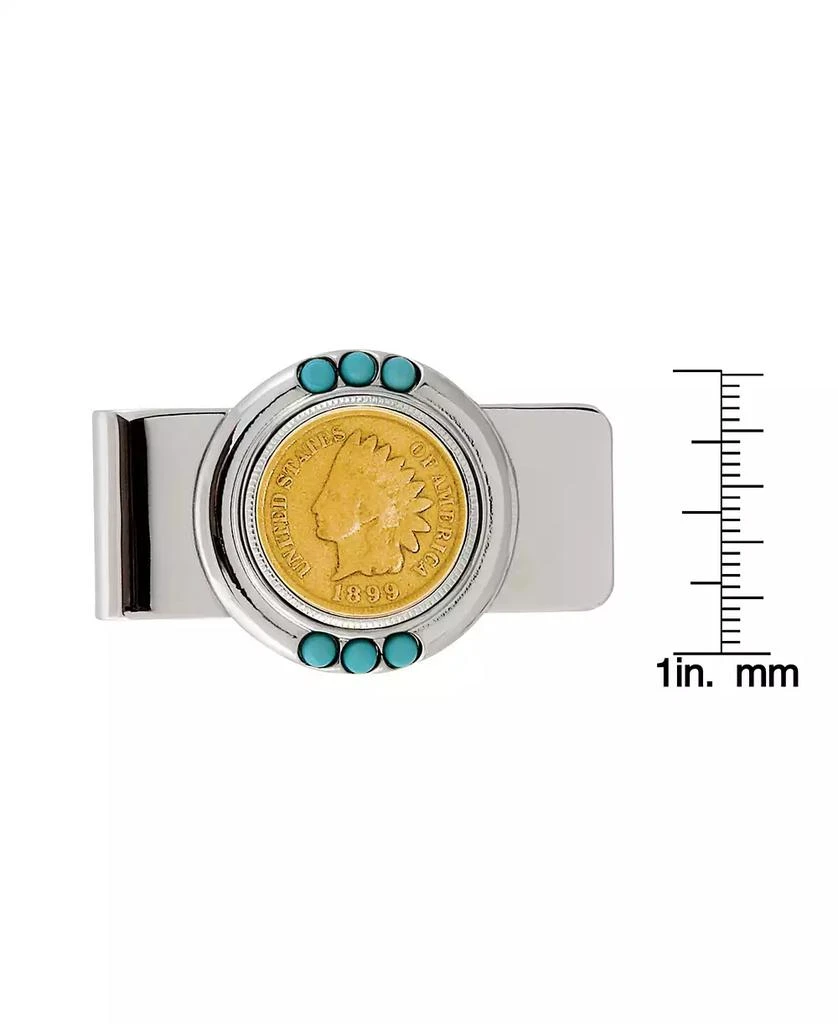 American Coin Treasures Men
s Gold-Layered 1800
s Indian Penny Turquoise Coin Money Clip 2
