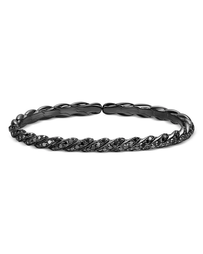 David Yurman Sculpted Cable Flex Bracelet in 18K White Gold with Black Rhodium and Black Diamonds, 5mm 4