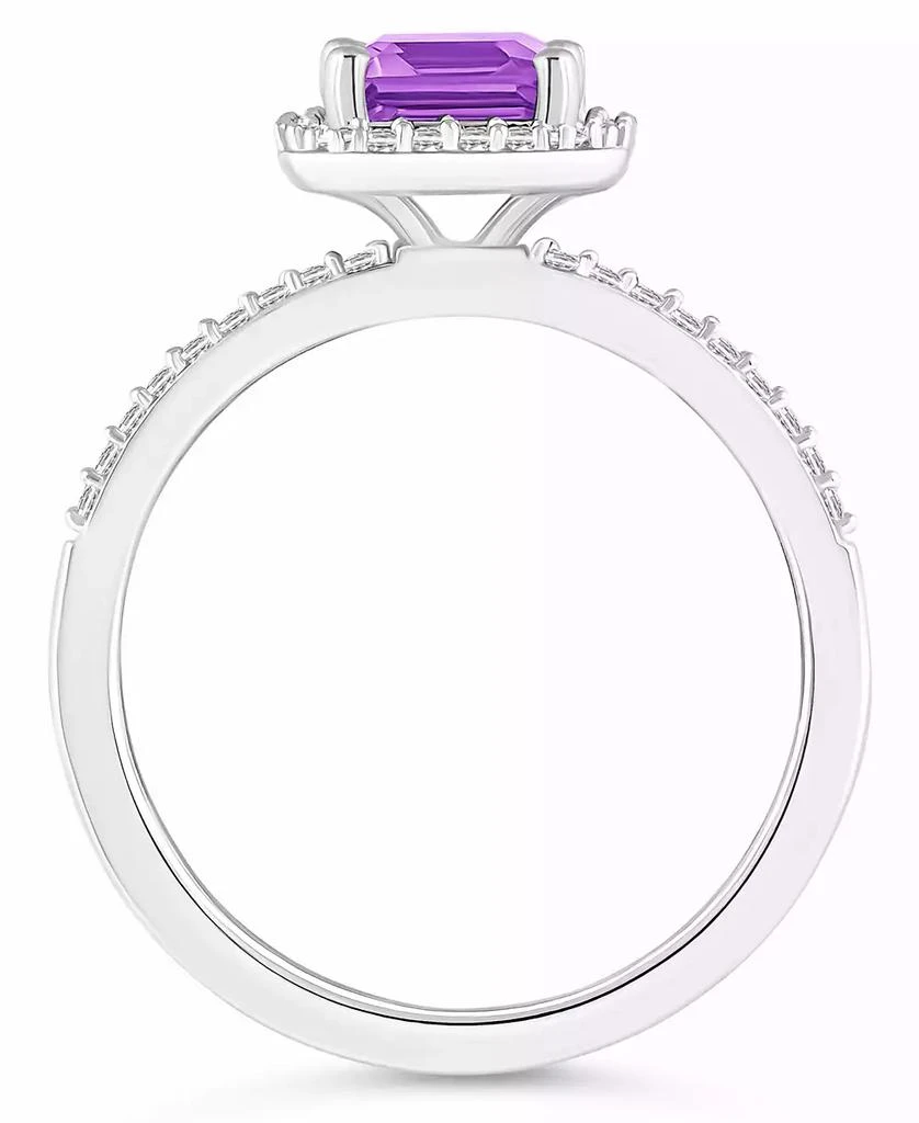 Macy's Amethyst (1-3/5 ct. t.w.) and Lab-Grown Sapphire (1/4 ct. t.w.) Halo Ring in 10K White Gold 3