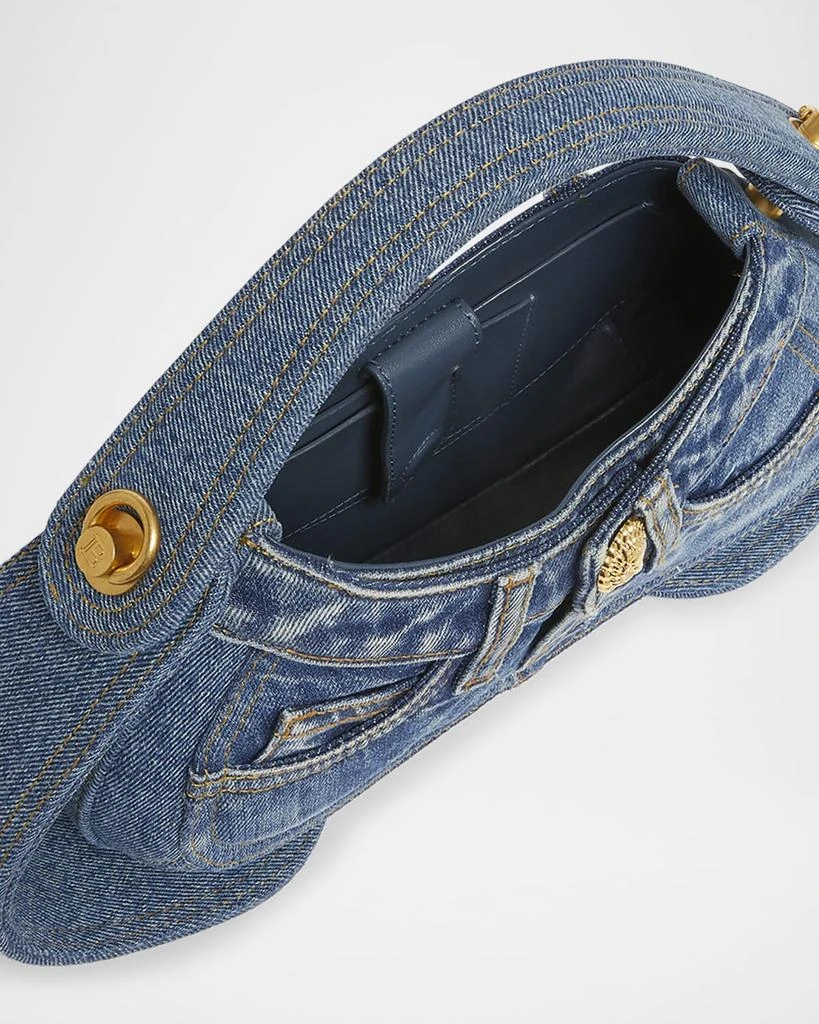Balmain Jolie Madam Medium Top-Handle Bag in Denim 4