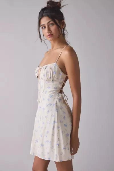 Kiss The Sky Kiss The Sky Blue Floral Lace-Up Open Back Mini Dress 5