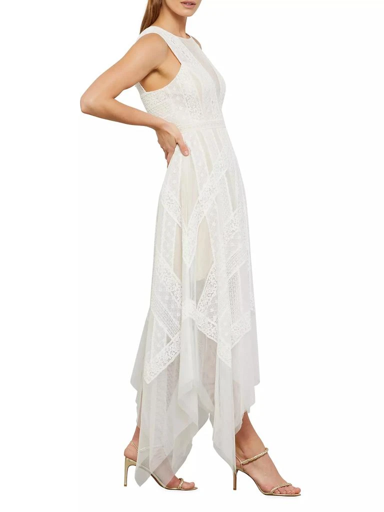 BCBG Andi Asymmetric Lace &amp; Tulle Maxi Dress 4