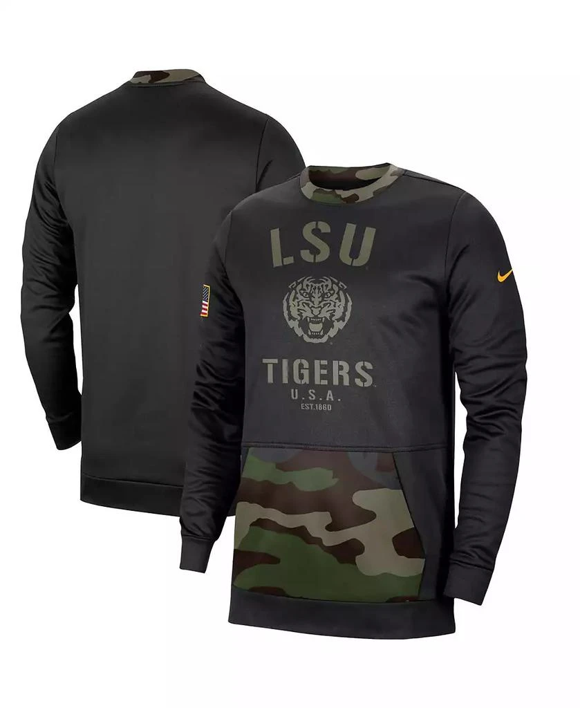 NIKE Men's Black, Camo LSU Tigers Military Appreciation Performance Pullover Sweatshirt 1