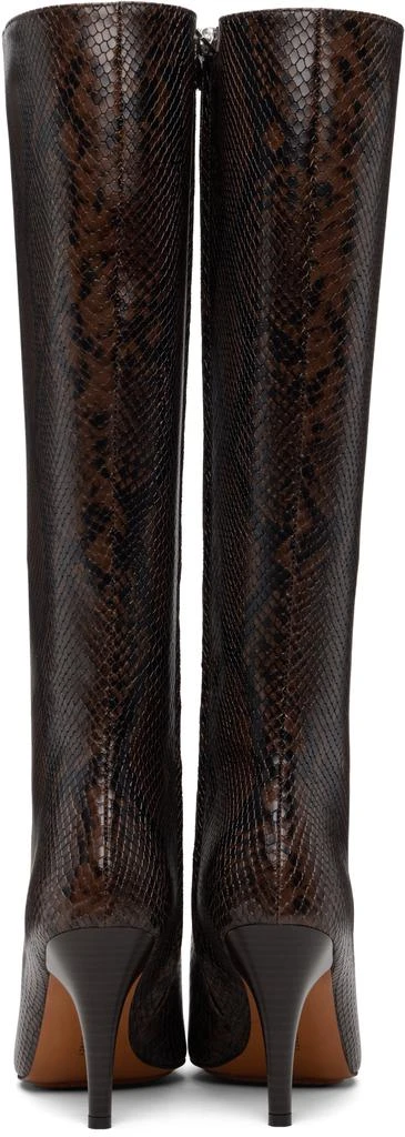 Stella McCartney Brown Square-Toe Snake Knee-High Stiletto Boots 2